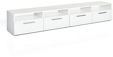 Vicco Mueble bajo para TV Diego, Blanco, 190 x 38 cm