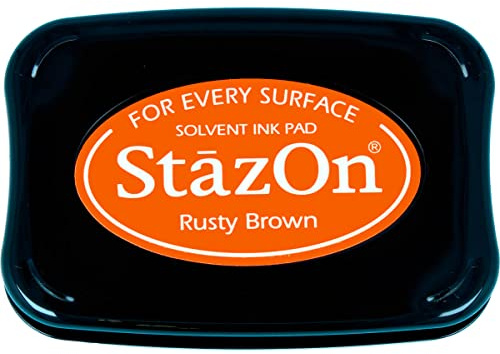 Tsukineko StazOn Stempelkissen - Braun, Rusty Brown - Groß - Deckend, Lufttrocknend, Wasserfest - Embossing