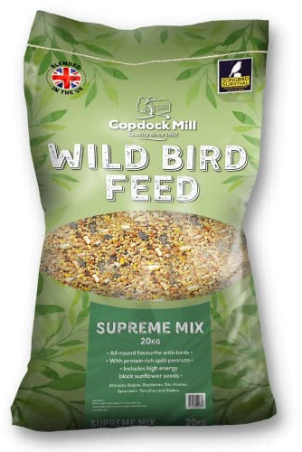 Copdock Mill Wild Bird Seed Supreme Mix 20kg – All Year-Round Bird Food – 100% Natural Ingredients Including Peanuts for Wild Birds – Suitable for All Wild Bird Species