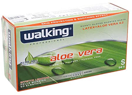 WALKING - Aloe Vera Latexhandskar Förpackning med 100 st. S