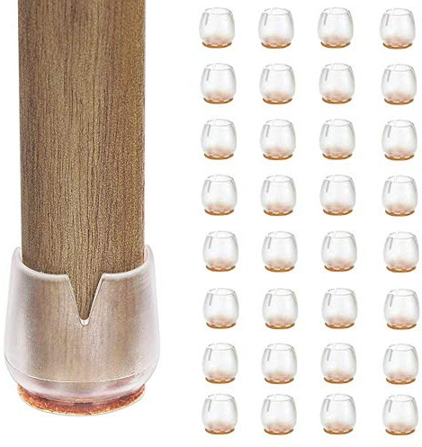 32 pezzi tappi piedini per sedie pad in silicone coperture per tavoli in legno protezioni per pavimenti in legno con feltrini per fondo gambe rotonde diametro 0,67 -0,83