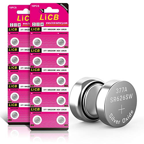 LiCB SR626SW 377 AG4 1,5 V Knopfzelle für Uhren, 20 Stück