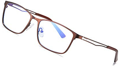 JoXiGo Computerbrille Blaulichtfilter Ohne Stärke für Herren Anti-Müdigkeit UV-Schutz Rechteckig Metallrahmen Brillenfassungen + Brillenetuis