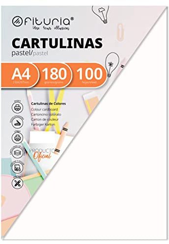 Pack 100 Cartulinas Color Blanco Tamaño A4 180g