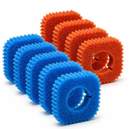 Pondlife Filterschwamm Ersatz-Set kompatibel mit Oase FiltoClear 20000/30000, PPI10/PPI30 Filterschaum, 5x blau (grob) & 4x rot (fein), je Schwamm 24 x 24 cm, Stufenfiltration