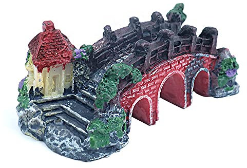 ANCLLO Fake Aquarium Water Bridge Ornament Figurine Miniature Fairy Garden Home Decor Bridge Aquarium Fish Tank Décor #1