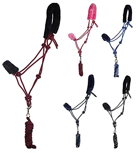 NETPROSHOP Set Knotenhalfter mit Fellimitat-Polsterung und Führstrick, Gr. Shetty-Full, Groesse:Pony, Farbe:Puzzle