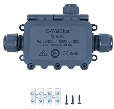 ZONADAH 3-Way L-Type IP68 Waterproof Electrical Cable Wire Connector Junction Box 450V 32A 4M Depth M20 5-9mm / M16 3.5-7mm Outdoor Garden Lighting Wiring