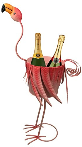 Vision4ever Metal Flamingo Champagne Bucket Ice Bowl Wine Beer Cooler Party Garden Drinks