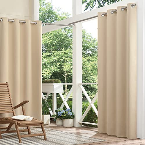 Eclipse Bradford - Cortina de Ventana Opaca versátil e Impermeable con Ojales para Interiores o Exteriores (1 Panel), 52 x 95 Pulgadas, Lino
