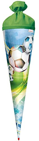 ROTH Schultüte groß Fußball 70 cm - rund Rot(h)-Spitze Filzverschluss - Zuckertüte Schulanfang