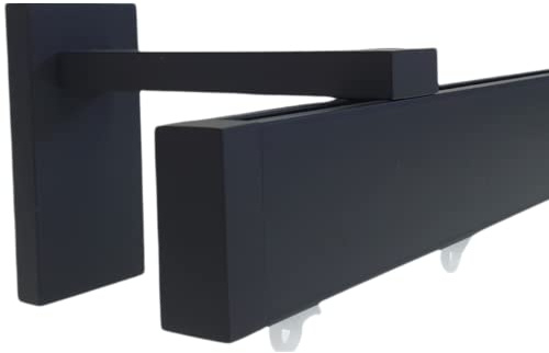 Globalcorporation Bastone Per Tenda Nero Minimal a Soffitto e Parete Doppio o Singolo Bastoni Moderni Binari da tende Scorritenda Riloga Zineffa Tendaggi Alluminio(160 Centimetri A Parete,NERO)