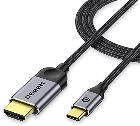 QGeeM USB C to HDMI Cable Adapter 4K, USB Type C to HDMI Cable Thunderbolt 3 Compatible with MacBook Pro 2017-2020 IPad pro,Samsung S9 S10,Surface Book 2,Dell XPS 13/15,Pixelbook More (10FT)
