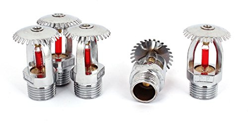 Ruilogod Pulvérisateur d'eau vertical Tête de sprinkler feu 68 Celcius 20mm Fil 5pcs