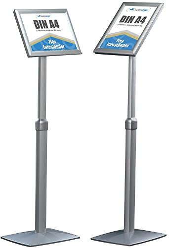 DisplayLager - Infoständer, Höhenverstellbar, Sehr Robustes Design. Für Quer/Hochformat Einsatz (A4)