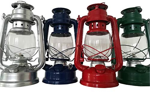 1x Petroleum Sturmlampe 24 cm inkl. 1x Docht Sturmlaterne Laterne Lampe Camping (Blau)