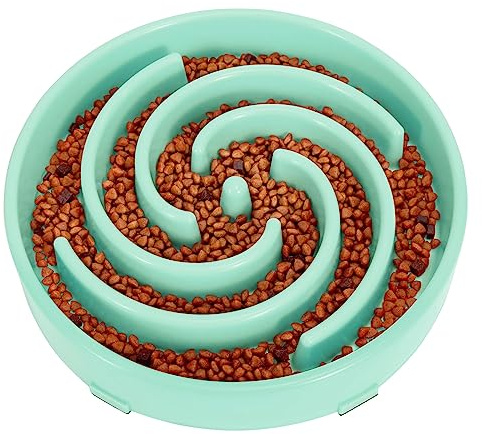 LEACOOLKEY Large Slow Feeder Dog Bowl,Maze Interactive Slow Eating Feeder Bowls, Anti Gulping Healthy Eating,Stop Bloat Pet Slow Down Feeding Dishes for Medium/Big Dogs（Bean Green）