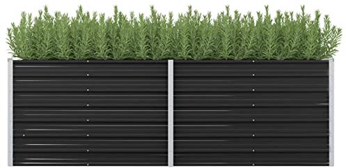 BULANED Garten-Hochbeet, Pflanzkübel, Kräuterbeet, Hochbeete-kit, Schneckenzaun, Pflanztrog, Pflanzgefäße, Pflanzfolie Für Hochbeet,Teichbecken, Anthrazit 240 x 80 x 77 cm Verzinkter Stahl
