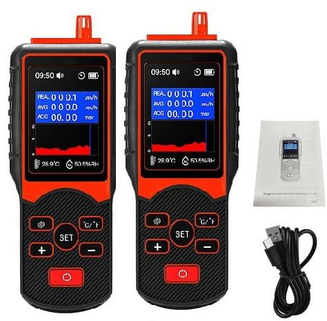 Lamptti JD‑3001 Geigers Counter, 1/2Pcs Handheld Nuclear Radiation Detector, Electromagnetic Radiation Detector, Portable Radiation Tester, with Backlight LCD Display