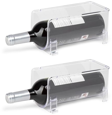 KROWN - Organizador de Botellas 10x10x20cm, Botellero Apilable Transparente, Vino Nevera, Botellero Encimera, Almacenamiento (2 Porta Botellas)