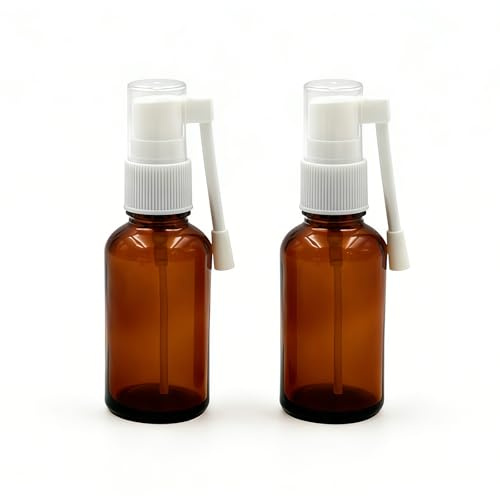 Vipolishtry 2 Stück 30 ml bernsteinfarbenes Glas, 360 Grad drehbar, Spray, Nasenflasche, leer, nachfüllbar, Sprühbehälter für Make-up, Wasser, Parfüm, kolloidales Silber, Jod, ätherische Öle, 2 Stück