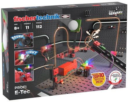 fischertechnik E-Tec 571905 – Elektrik-Baukasten für Kinder, Experimentierkasten mit 11 Modellen, ab 8 Jahren, Black