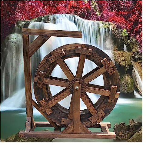 Fuente de Madera para jardín, Fuente con Rueda, terraza, jardín, Fuente de Agua, Rueda Feng Shui/Fuente de diseño de Bomba de Agua Retro, balcón, Patio, jardín