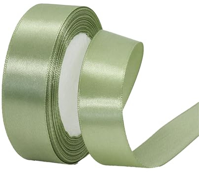 22m Satinband Geschenkband Salbei Grün 25mm Breit,Seidenband Dick Schleifenband Satin Dekoband Geschenkverpackung Deko Band Stoffband für Halloween Weihnachten Hochzeit Taufe Geburtstag DIY-Handwerk
