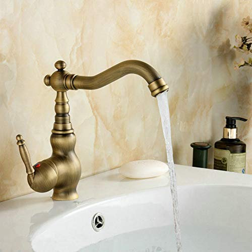 Wasserhahn-Küchenarmaturen, 360-Grad-Drehgelenk, antikes Messing, Porzellan-Mischbatterie, Badezimmer-Waschtischmischer, Heiß- und Kaltwasserhahn, antiker Wasserhahn Stabilize