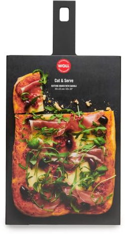 Woll Cut & Serve Schneidebrett, 49 x 24 cm, 7 mm hoch, aus FSC-zertifiziertem Papierverbundstoff, BPA- und VOC-frei, Hitzebeständig bis 175°C, spülmaschinenfest, mattschwarz