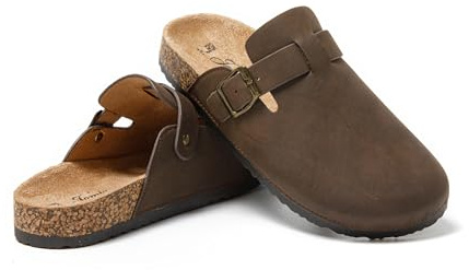 JOMIX Pantofole da Donna in Pelle Sintetica con Suola in Sughero MD9516-9 (Marrone,38)
