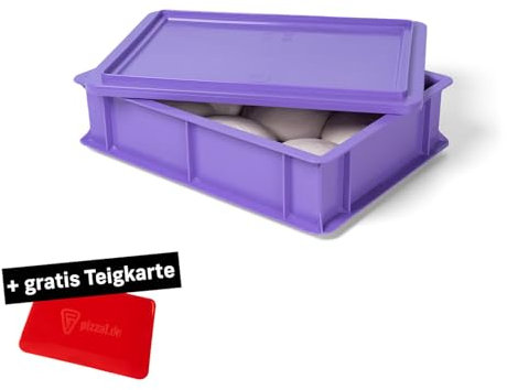 FUMOSA ital. Pizzaballen-Box Set »Home« farbig (40x30x10) | Pizzateig | Teigwanne | Gärbox | Teigbox | + gratis Teigkarte (Lila)