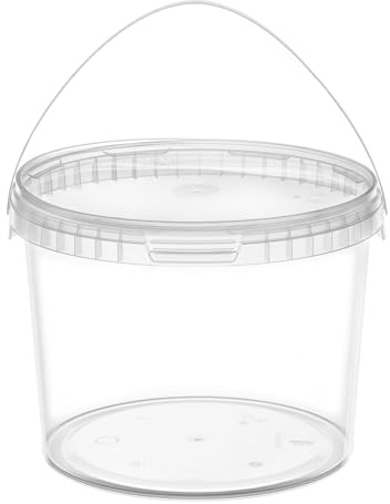 Garronda Eimer mit Deckel 3 L für die Lagerung von Lebensmittel- und Chemischen Produkten Transparent 5 Stück GD-0113