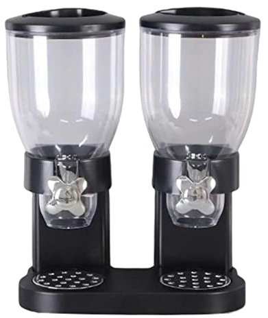 Wdfnexalai Dispensador doble de cereales, dispensador doble de alimentos para despensa doméstica, cereales, color negro