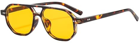 YAMEIZE Retro Pilot Occhiali da Sole per - Donna Uomo Classico Doppio Ponte Stile Vintage Occhiali da Sole UV400 Protezione Occhiali di guida