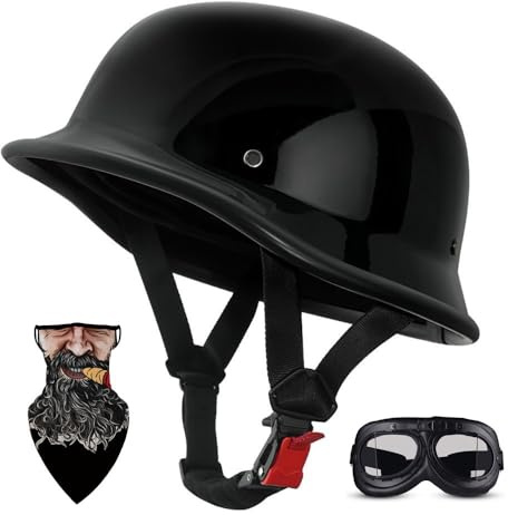 HALYING Casco Moto Vintage Mezzo con Fibbia Sgancio Rapido Certificato ECE, ABS + EPS Anticollisione, Fodera Traspirante E Rimovibile, Casco Scooter Uomo/Donna, Retro Scodella, Casco Jet