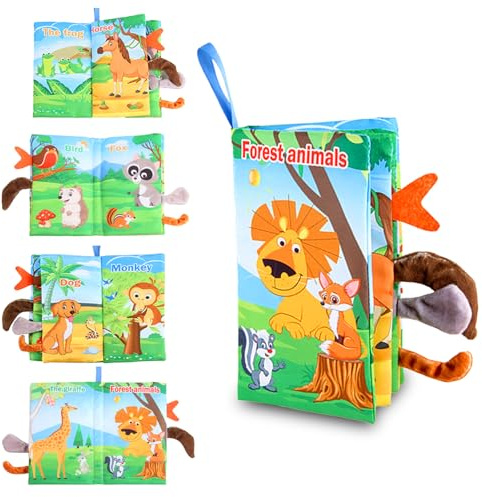 CAIJ Babybuch Baby Stoffbuch - Handybuch Spielzeug ab 6 Monate, Bilderbuch Handybuch Knisterbuch ab 0 3 6 Monate, Neugeborenes Ruhebuch Junge Mädchen Geschenk