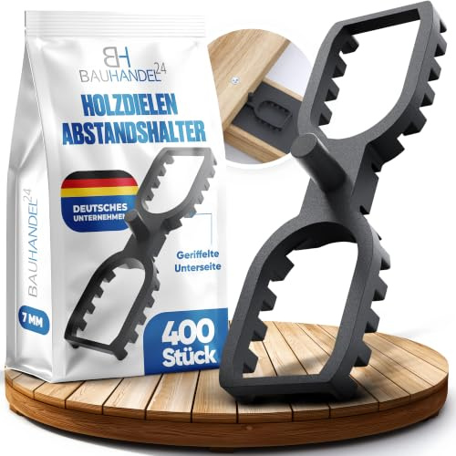 Bauhandel24-400 Stück Terrassendielen Abstandhalter 7 mm Fugenbreite, gleichmäßige Fugen bei Holzterrassen, Terrassenbau Distanzhalter