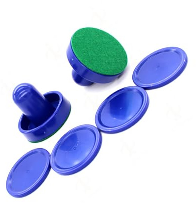 UncleS Ensemble de poussoirs pour air hockey avec 4 palets, ensemble de palets et de poussoirs pour table de hockey sur air standard, poussoirs et palets durables