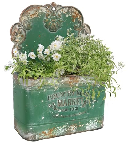 Z&Z ornamentorum Metall Blumentopf Hängend Hängetöpfe für Pflanzen Vintage Blumentöfpe Haken Blumen Hängetopf zum Aufhängen für Balkon Garten Wand Terrasse Innen Außen(Grün)