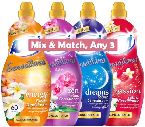 Spanish Cleaning Products Mix & Match Any 3 Bundle – Sensations Zen, Passion, Dreams, Energy – Fabric Softener Conditioner 1320ml – Long Lasting Scented Laundry Conditioner – 60 Washes Each