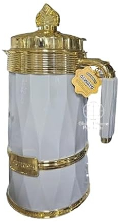 1L Shai Kahwa Arabic Vacuum Flask – Grey Thermal Tea and Coffee Pot with Insulated Design Ideal for Arabic Coffee, Kahwa, or Tea at Home, Office, or Gatherings