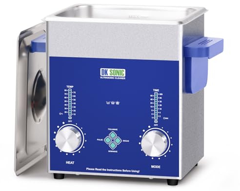 DK SONIC 2L 60W Dual-Frequency Ultrasonic Cleaner, Professional Jewelry Cleaner with Encoded Control, 4 Cleaning Modes (Degas/Pulse), Heating & Timer for Glasses, Watches, Coins