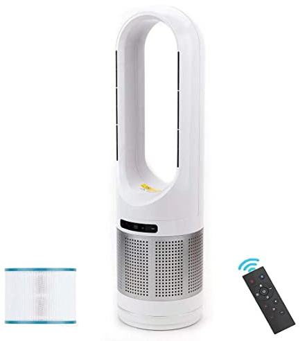 Enfriador y calentador Ventilador moderno, torre portátil sin aspas con control remoto, filtro purificador de aire, refrigeración con regulación de velocidad continua, temporizador de 8 h, c