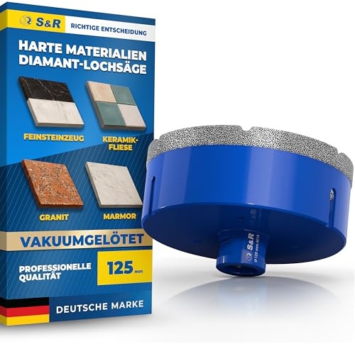 S&R Professional Diamant Fliesenbohrer 125 mm,Lochsäge für Fliesen M14 | Gewinde,Diamant Bohrer Fliesen,Vakuum Gelötete Bohrkrone Winkelschleifer für Keramik,Feinsteinzeug,Granit,Marmor,Porzellan
