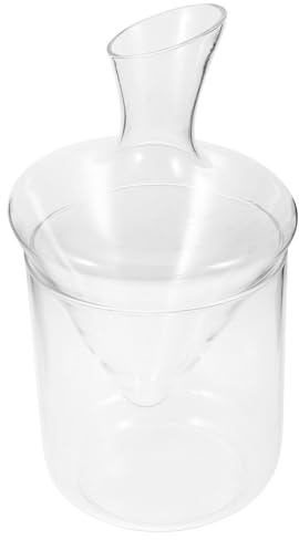 LOORGVEL Decanter per Vino in Vetro Trasparente Design Obliquo, Distributore e Secchiello per Ghiaccio in Vetro, Set per Degustazione e Servizio Vino da Bar, per Casa e Intrattenimento