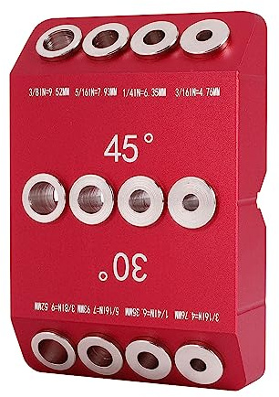 Littlecatch Angle Drill Hole Guide, 30/45/90° Angle 4 Sizes Drill Hole Guide Jig for Angled and Straight Hole,Cable Railing Lag Screw Drilling Template,1PCS
