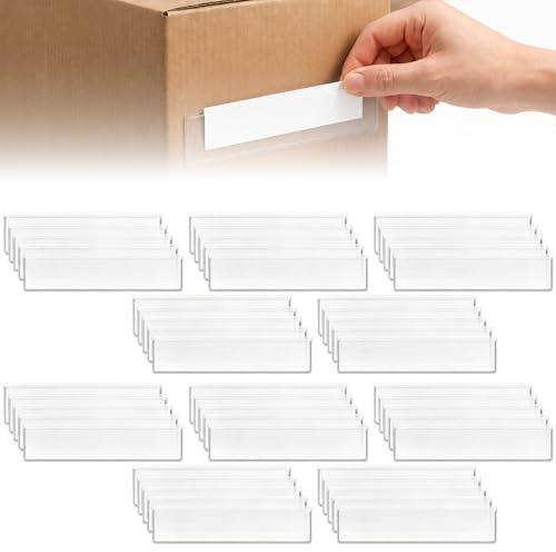 50PCS Clear Shelf Tag Labels Holder for Classroom Supermarket Depot | Strong yet removable, Top pockets for quick card access, 8cmx5cm, Fits plastic, metal & wood surfaces, For Kitchen, Office