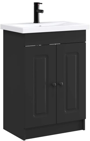 vidaXL Bathroom Furniture Set Black 56 x 37.5 x 81 cm Engineered Wood