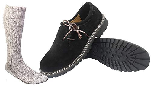 ALL THE GOOD Trachten Brwon Schuhe + Trachtensocken socken Haferlschuhe Almhaferl Trachtenschuhe BB01